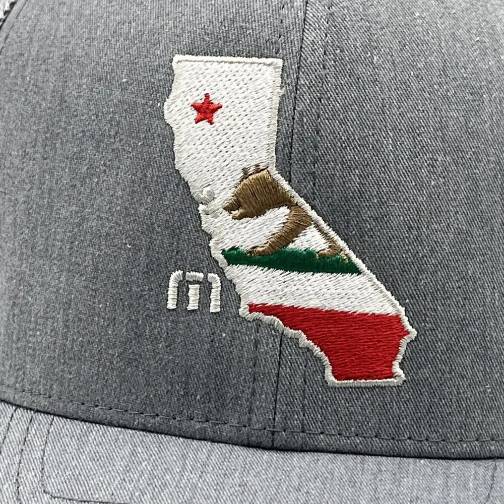 Travis Mathew Trucker Hat Adult Snapback Gray California State Logo Mesh Cap